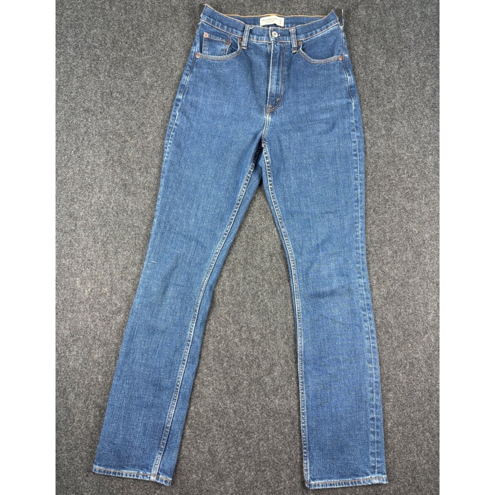 Abercrombie & Fitch Curve Love Slim Straight Ultra High Rise Jeans Blue 27 4